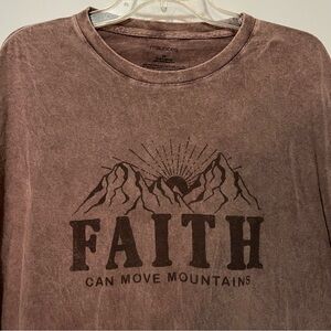 Maurice’s Women XXL Brown Faith Can Move Mountains Cotton Tee Shirt Christian